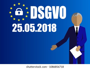 German text DSGVO, translate General Data Protection Regulation. Eps 10 vector file.