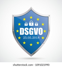 German text DSGVO, translate General Data Protection Regulation. Eps 10 vector file.