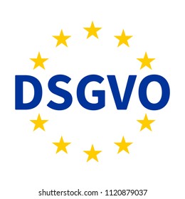 German text DSGVO translate General Data Protection Regulation with the wreath of stars of the EU.