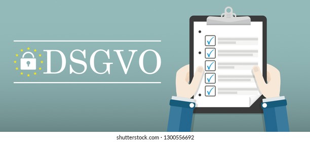 German text DSGVO, translate General Data Protection Regulation. Eps 10 vector file.