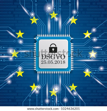 German text DSGVO, translate General Data Protection Regulation. Eps 10 vector file.