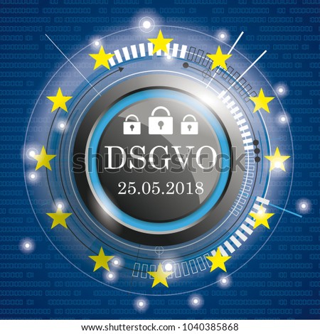 German text DSGVO, translate General Data Protection Regulation. Eps 10 vector file.