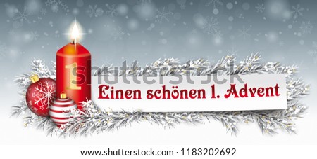 German text Einen Schoenen 1 Advent, translate happy first advent.  Eps 10 vector file.