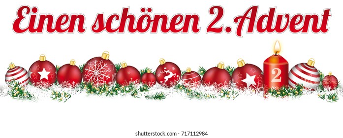 German text Einen schoenen 2 Advent, translate happy second advent.  Eps 10 vector file.