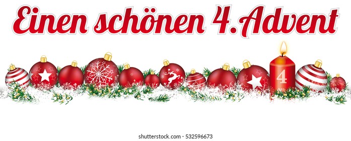 German text Einen schone 4 Advent, translate happy second advent.  Eps 10 vector file.