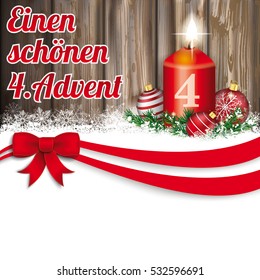 German text Einen schone 4 Advent, translate happy second advent.  Eps 10 vector file.