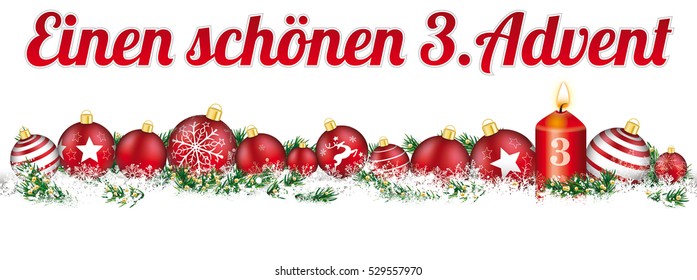 German text Einen schonena 3 Advent, translate happy second advent.  Eps 10 vector file.