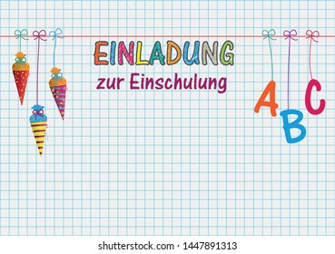 German text "Einladung zur Einschlung", translate "Invitation to School Enrollment". Eps 10 vector file.