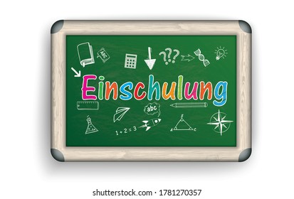 German text Einschulung, translate Enrollment. Eps 10 vector file.