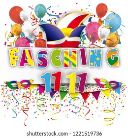 German text Fasching, translate Carnival. Eps 10 vector file.