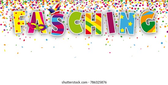 German text Fasching, translate Carnival. Eps 10 vector file.
