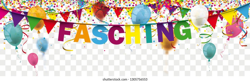 German text Fasching, translate Mardi Gras. Eps 10 vector file.