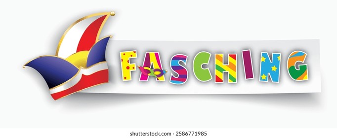 German text Fasching, translate Mardi Gras.  Eps 10 vector file.