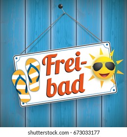 German text Freibad, translate Open-Air Bath.  Eps 10 vector file.