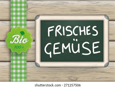 German text "Frisches Gemuse", translate "Fresh Vegetables". Eps 10 vector file.