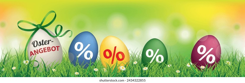 Texto en alemán De Osterangebot, traducir Oferta de Pascua. Archivo vectorial Eps 10.