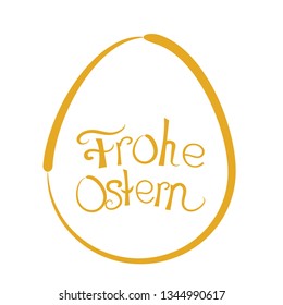 German text:  Frohe Ostern (means Happy Easter ), greeting card or poster template