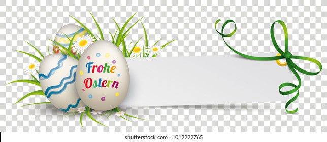 German text Frohe Ostern, translate Happy Easter.  Eps 10 vector file.