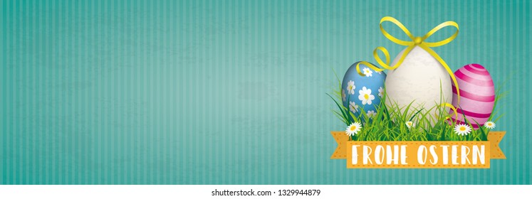 German text Frohe Ostern, translate Happy Easter. Eps 10 vector file.