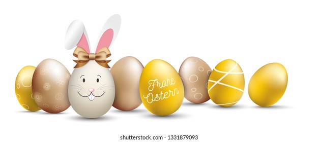 German text Frohe Ostern, translate Happy Easter. Eps 10 vector file. 