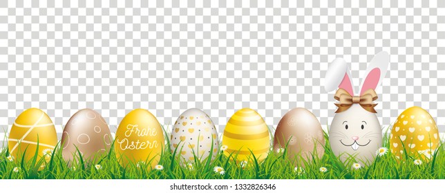 German text Frohe Ostern, translate Happy Easter. Eps 10 vector file.