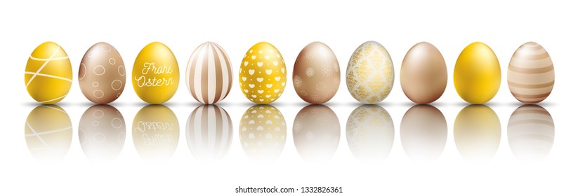 German text Frohe Ostern, translate Happy Easter. Eps 10 vector file. 