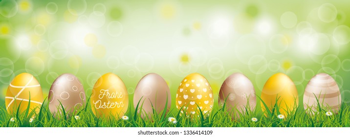 German text Frohe Ostern, translate Happy Easter. Eps 10 vector file. 