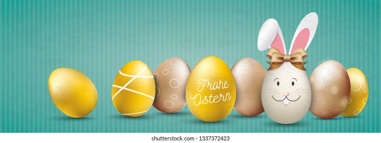 German text Frohe Ostern, translate Happy Easter. Eps 10 vector file. 