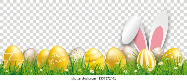 German text Frohe Ostern, translate Happy Easter. Eps 10 vector file.