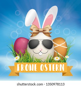 German text Frohe Ostern, translate Happy Easter. Eps 10 vector file. 