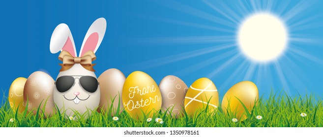 German text Frohe Ostern, translate Happy Easter. Eps 10 vector file. 