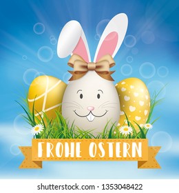 German text Frohe Ostern, translate Happy Easter. Eps 10 vector file. 