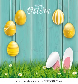 German text Frohe Ostern, translate Happy Easter. Eps 10 vector file. 