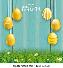 German text Frohe Ostern, translate Happy Easter. Eps 10 vector file. 