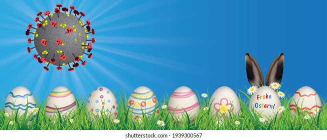 German text "Frohe Ostern", translate "Happy Easter". Eps 10 vector file.