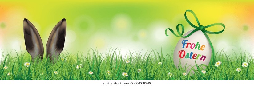 German text Frohe Ostern, translate Happy Easter. Eps 10 vector file.