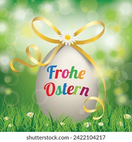 Texto alemán Frohe Ostern, traducir Feliz Pascua. Archivo vectorial Eps 10.