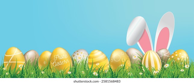 German text Frohe Ostern, translate Happy Easter. Eps 10 vector file.