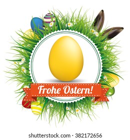 German text "Frohe Ostern", translate "Happy Easter". Eps 10 vector file.