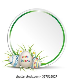 German text "Frohe Ostern", translate "Happy Easter". Eps 10 vector file.