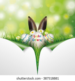 German text "Frohe Ostern", translate "Happy Easter". Eps 10 vector file.