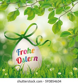 German text Frohe Ostern, translate Happy Easter. Eps 10 vector file.