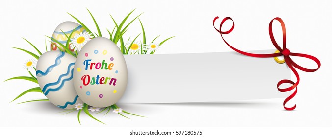 German text Frohe Ostern, translate Happy Easter.  Eps 10 vector file.