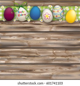 German text Frohe Ostern, translate Happy Easter. Eps 10 vector file.