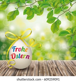 German text Frohe Ostern, translate Happy Easter. Eps 10 vector file.