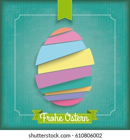 German text Frohe Ostern, translate Happy Easter. Eps 10 vector file.