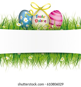 German text Frohe Ostern, translate Happy Easter. Eps 10 vector file.