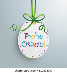 German text Frohe Ostern, translate Happy Easter.  Eps 10 vector file.