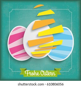 German text Frohe Ostern, translate Happy Easter. Eps 10 vector file. 