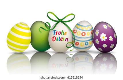 German text Frohe Ostern, translate Happy Easter. Eps 10 vector file. 